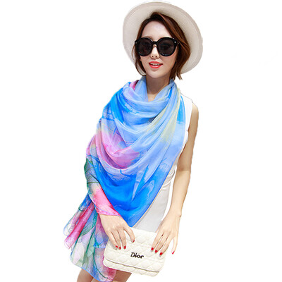 

【Jingdong Supermarket】 Meng Si Ke (MSEK) WSJ161681 Ms. scarf Korean version of the wild fashion temperament comfortable texture printing silk shawl female blue