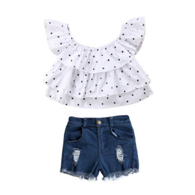 

Kid Baby Girl Outfit Sets Shirt T-shirt TopsShorts Pants Jeans Clothes US STOCK