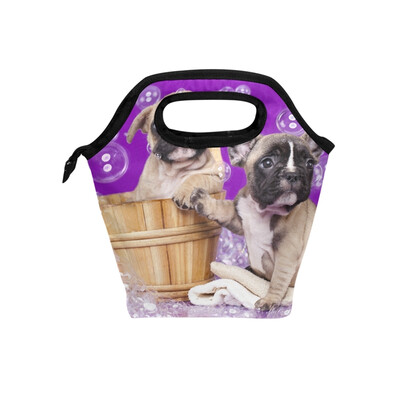 

Lunch Tote Bag Bubble Dog Travel Picnic Insulated Lunch Handbags Portable Zipper Lunch Bag Box