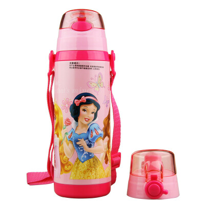 

Disney DISNEY children's cup baby cartoon strap with straw insulation pot double cover optional 450ML Princess powder