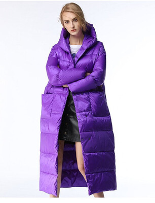 

Winter 2018 new European&American style hooded down jacket womens super long knee-length slimming&thickening warm coat