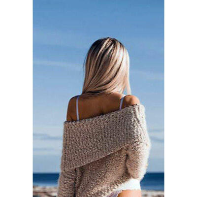 

Womens Off shoulder Long Sleeve Oversized Pullover Sweater Jumper Loose Tops