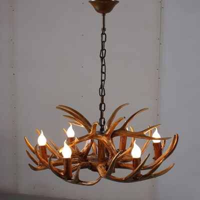 

Antler Chandeliers American Country Sitting Room Bedroom Mediterranean Resin Droplight