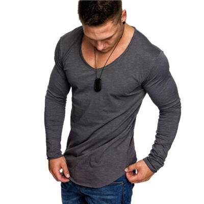 

Fashion Mens Slim Fit Long Sleeve Slim T-shirts Casual Tee Shirt Tops Pullover