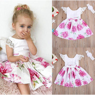 

2-7Year Floral Toddler Kids Baby Girls Lace Flower Dress Sundress Party Dresses