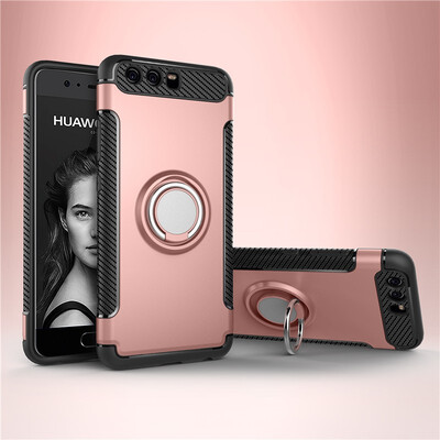 

Fecoprior Back Cover For Huawei P10 Case Car Holder Stand Hard PC Silicon Ring Suction Bracket Celulars