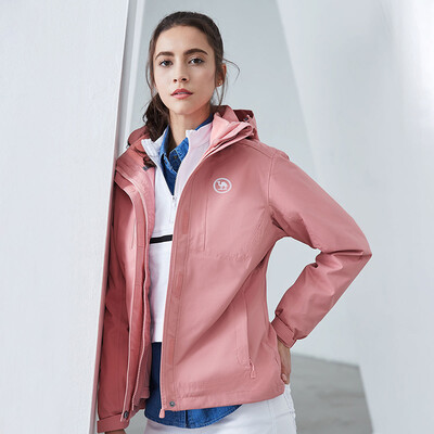 

Camel outdoor jacket two-piece female three-in-one jacket waterproof warm P7W170707 coral powder