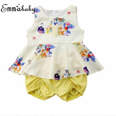 

AU Summer 2PCS Kids Baby Girls Printed Tops ShirtShorts Pants Clothes Outfits