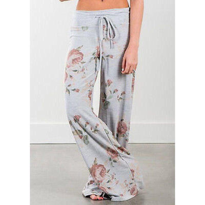 

New Ladies Summer Wide Leg Loose Trousers Floral Printrd Palazzo Womens Pants