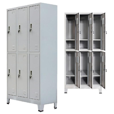 

Locker Cabinet with 6 Compartments Steel 354"x177"x709" Gray