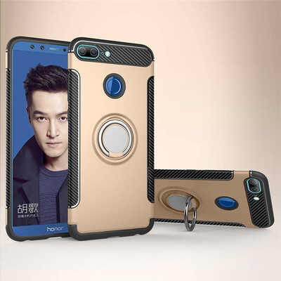 

Fecoprior Back Cover For Huawei Honor 9 Lite Case Car Holder Stand Hard PC Silicon Ring Suction Bracket Celulars