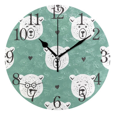 

Wall Clock Arabic Numerals Design Bear Cartoon Face Round