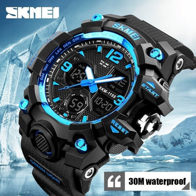 

SKMEI Large Dial Shock Outdoor Sports Watches Men Digital LED 30M Waterproof Military Army Watch Alarm Chrono Wristwatches 1155