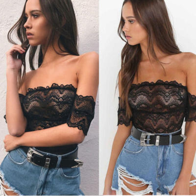 

Fashion Elegant Summer Lace Off Shoulder Sexy Hollow Romper Sexy Jumpsuit Women