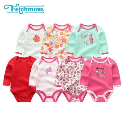 

7PCSLot Unicorn Full Sleeve Newborn Baby Girls Clothes Rompers Babywear Bodysuists One Pieces Baby Boys Clothes Cotton O-Neck