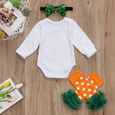 

3PCS Newborn Baby Girls Boys Romper Pumpkin Bodysuit Halloween Costume Outfits