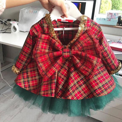 

US XMAS Kids Baby Girls Party Pageant DressTutu Skirts 2pcs Outfits Set Clothes
