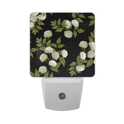 

ALAZA LED Night Light With Smart Dusk To Dawn SensorPizza Sketch Seamless Pattern Plug In Night Light