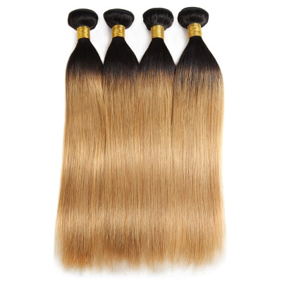 

Peruvian Hair Ombre Straight 4 Bundles Two Tone Human Hair Weave Extensions T1B27