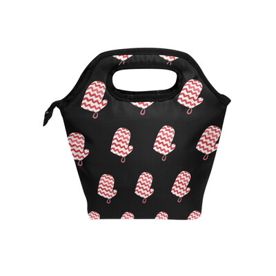 

Lunch Tote Bag Pink Gloves Travel Picnic Insulated Lunch Handbags Portable Zipper Lunch Bag Box