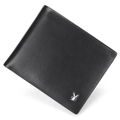 

Playboy Playboy Men's Multi-function Short Wallet Wallet Wallet Crossed Multi-Card Leather Leather Handkerchief PAA2303-6B Black