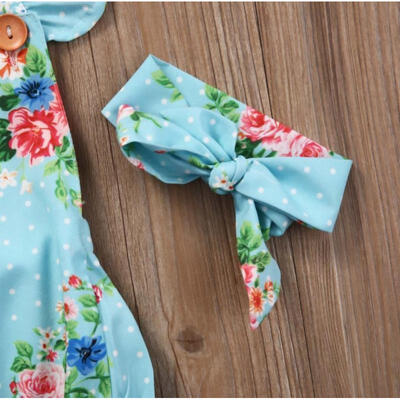 

Floral Infant Baby Girls Backless Romper Jumpsuit Sunsuit Headband Outfits Set