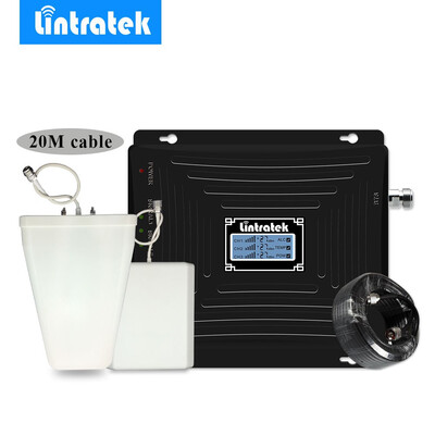 

Lintratek NEW Tri Band 2G 3G 4G LTE Cell Phone Signal Repeater Booster Amplifier GSM 900MHz 1800MHz 2100MHz WCDMA Antenna Set