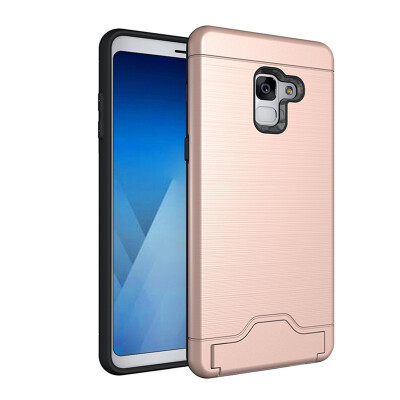 

Fivice Samsung A7 2018 Case TPU all-inclusive anti-drop brushed card with bracket mobile phone case