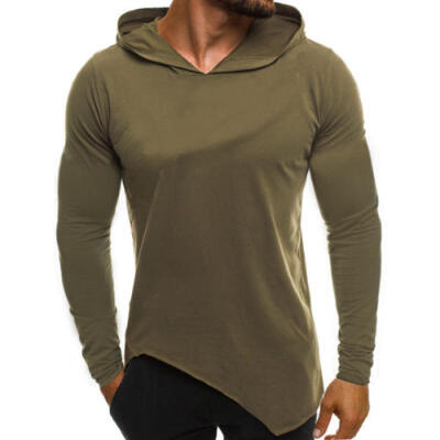 

New Men Muscle Slim Fit Shirt Hoodies Hooded Long Sleeve Tee Casual Shirt Top