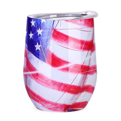 

9 Oz Stainless Steel U-shape Wine Beer Vacuum Insulation Bottle Cup Mug With Lid