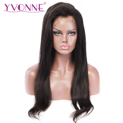 

YVONNE 360 Lace Frontal Wig Pre Plucked With Baby Hair 180 Density Virgin Straight Wigs Natural Color