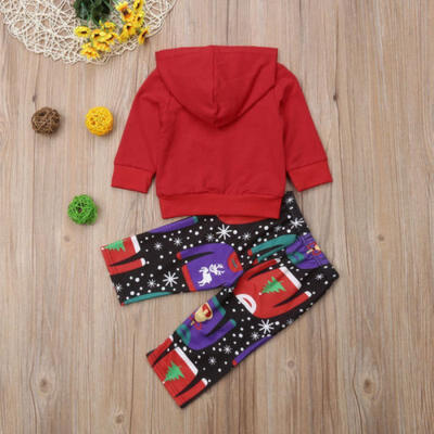 

Xmas Baby Girl Infant Clothes Autumn Winter Romper Hooded TopsPants Outfits