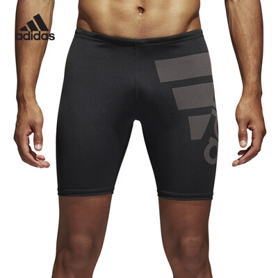 

Adidas mens knee-length long swimming trunks anti-chlorine veneer elastic five-point shorts printing quick-drying non-slip swimsuit BK1896 black A XS