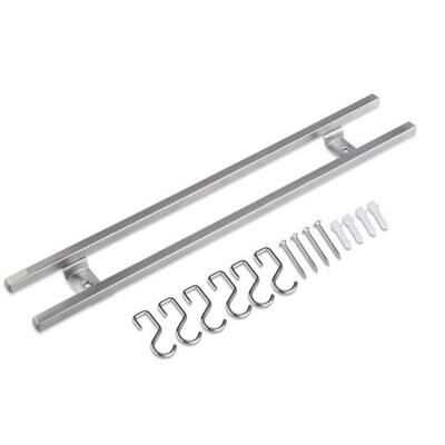 

UpperX Wall-mounted Magnetic Knife Strip Stainless Steel Double Bar Knife Storage Rack with Hook for Knives Utensils 40cm