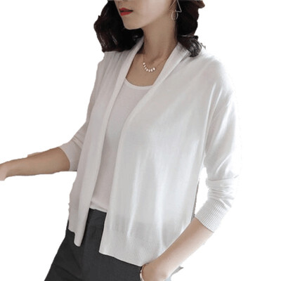 

Silk knitwear jacket 2019 spring&summer new shawl loose slimming silk sunscreen air conditioning shirt autumn ladies shirt