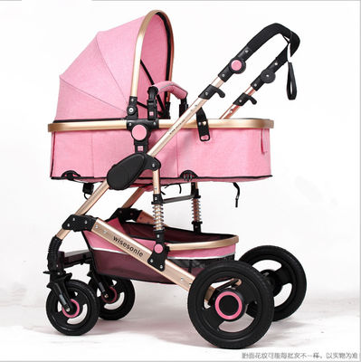 

Wisesonle baby stroller high view stroller baby can sit or lie flat on two sides light four-wheel vibration-absorbent trolley Cali
