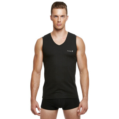 

PLAYBOY Playboy 7540 Men&39s Vest V-neck Male Vest Low-collar Elastic Cotton Lycra Sports Vest Black XL