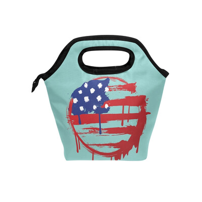 

Insulated Lunch Tote Bag Artistic Circle Flag Travel Picnic Lunch Handbags Portable Zipper Lunch Bag Box