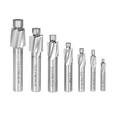 

KKmoon 7pcsset Counterbore Set M3-M12 High Quality High-speed Steel 4 Flutes Straight Shank Counterbore End Mills