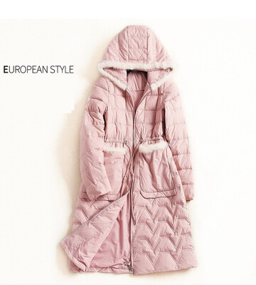 

Winter new womens down jacket 2018 Europe&America hooded long sleeve pure color slim ladies long coat