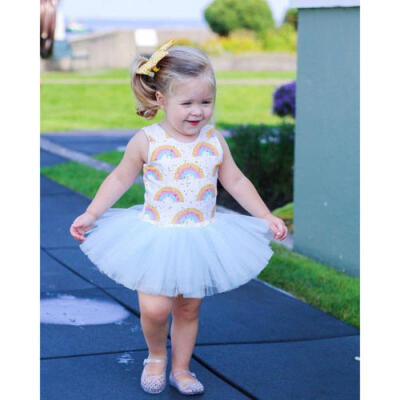 

Toddler Kids Baby Girl Rainbow Sleeveless Dress Princess Party Clothes Summer UK