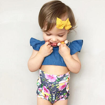 

US Newborn Infant Baby Girls TopsBottoms Briefs 2pcs Outfits Set Clothing
