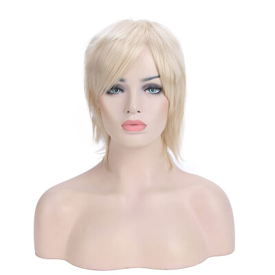 

Halloween Unisex Anime Fashion Short Wig Cosplay Party Straight Hair Cosplay Full Wigs linen blonde