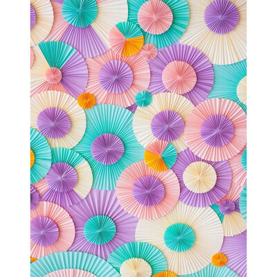 

Pink Round Fans Photo Backdrop 57FT Vinyl Fabric Cloth Digital Printing for Kids Birthday Photo Background s-2284