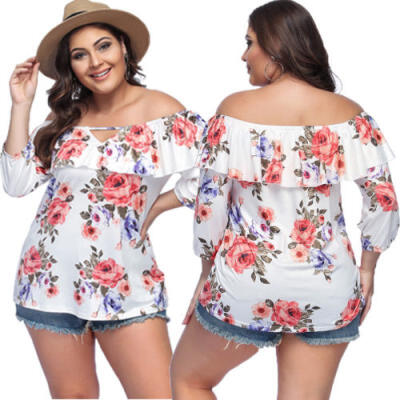 

Plus Size Womens Off Shoulder Blouse Tops Ladies Floral Baggy Casual T Shirt Top