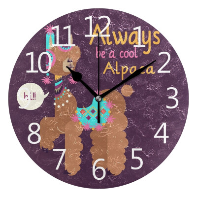 

Wall Clock Cool Alpaca Round Wall Clock Arabic Numerals Design