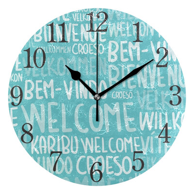 

Wall Clock Arabic Numerals Design Letter Pattern Art Round
