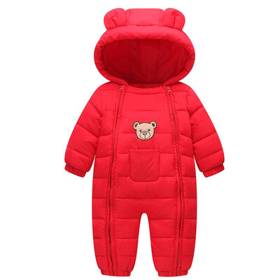 

2018 Snowsuit Baby clothes Snow wear Cotton Padded One Piece Warm Outerwear Overalls Romper Kids Winter Jumpsuit Newborn Parkas