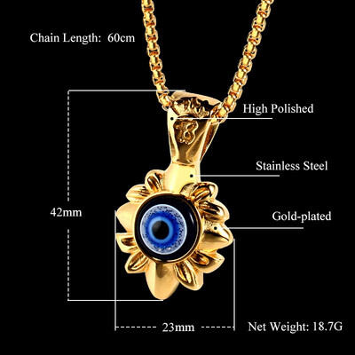 

restore ancient ways Turkey pendeloque cut titanium steel demon blue eye pendant necklace men&women Christmas gift