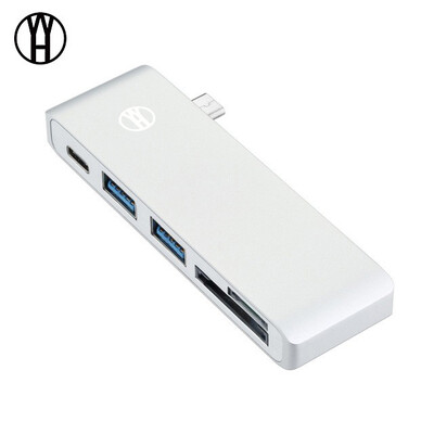 

WH T5 usb Type C Hub Adapter with 2 USB 30 ports SD&Micro SD Card slots&a Charging port for MacBookPro USB C Hub
